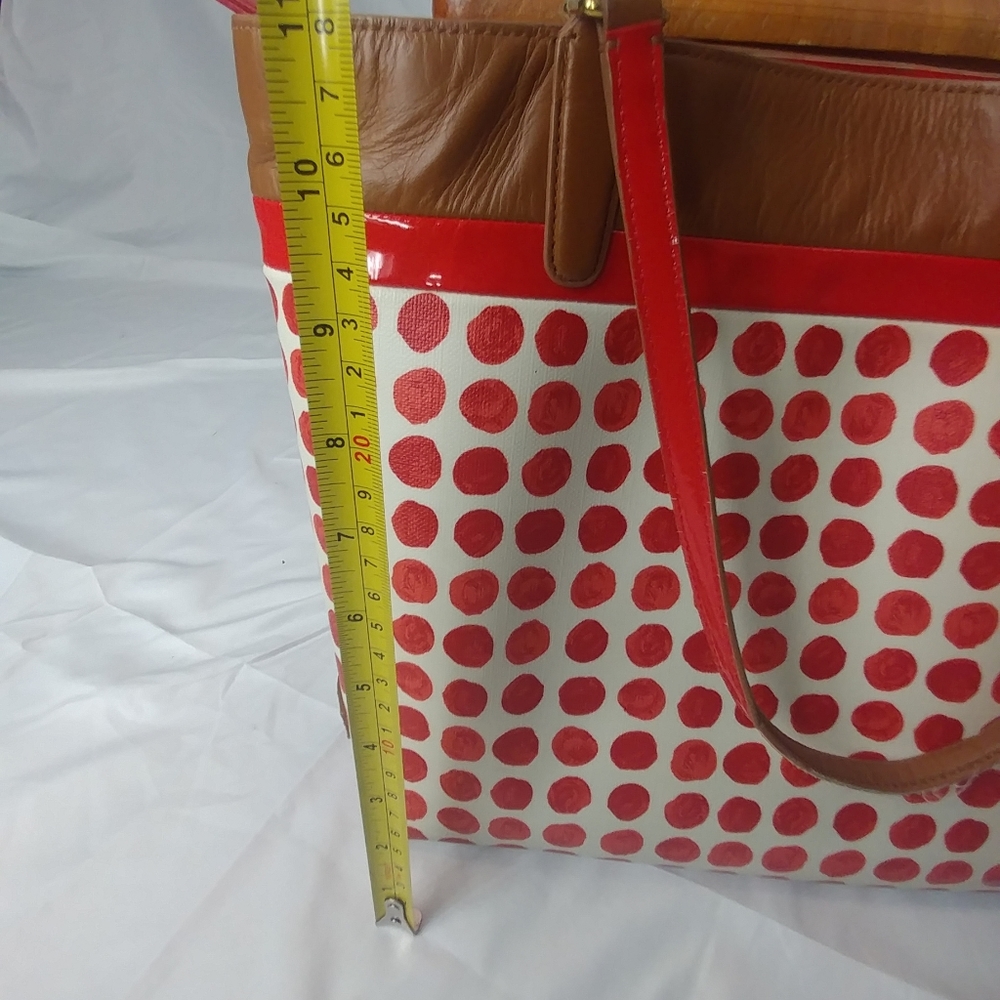 Coach Tote Brown with Red Orange Splotches - Picture 2 of 8